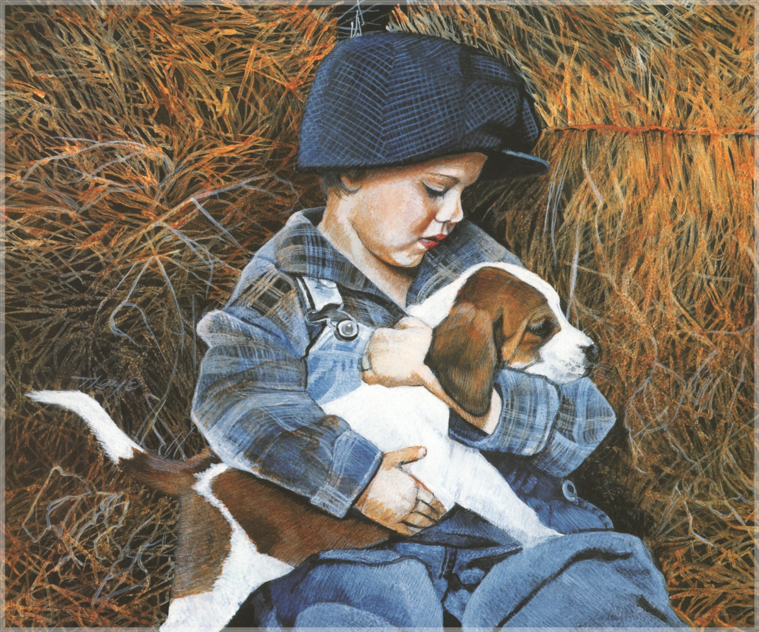 Boy holding a puppy