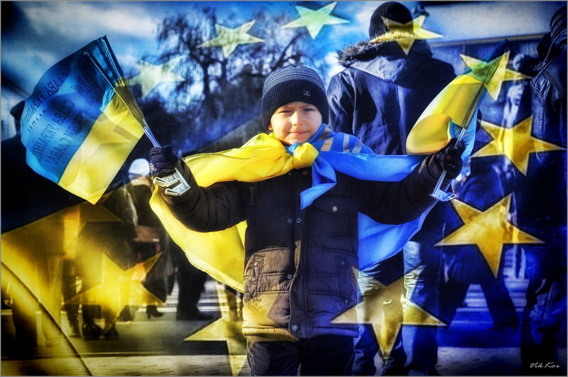 Boy Holding Flags