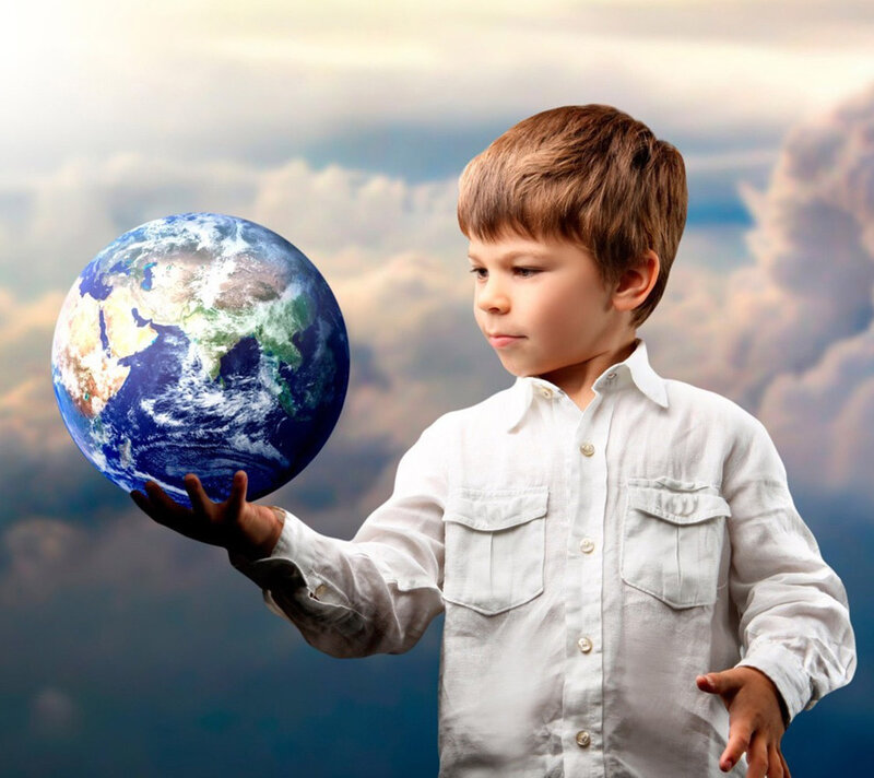 Boy Holding Globe