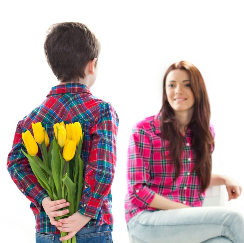 Boy Holding Tulips