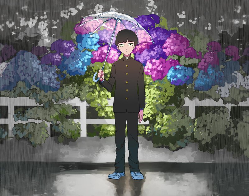 Boy Holding Umbrella — Purple