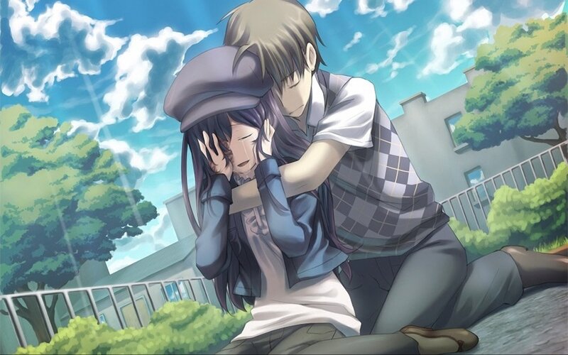 Boy Hugging Girl — Blue