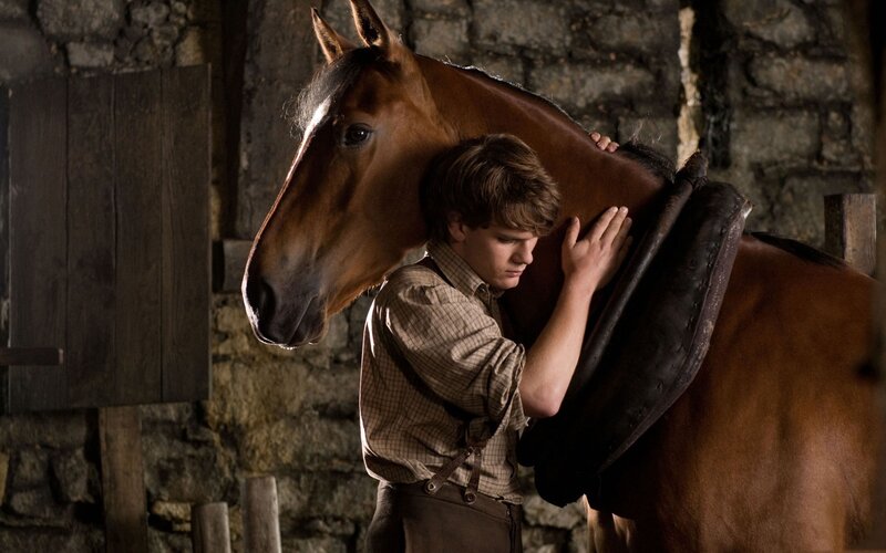 Boy Hugging Horse — Brown