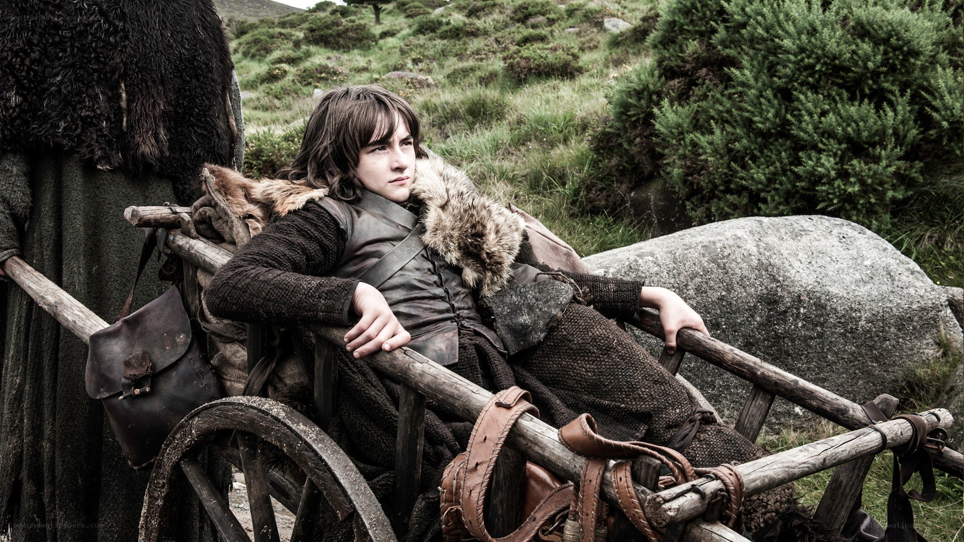 boy in a cart on a hill