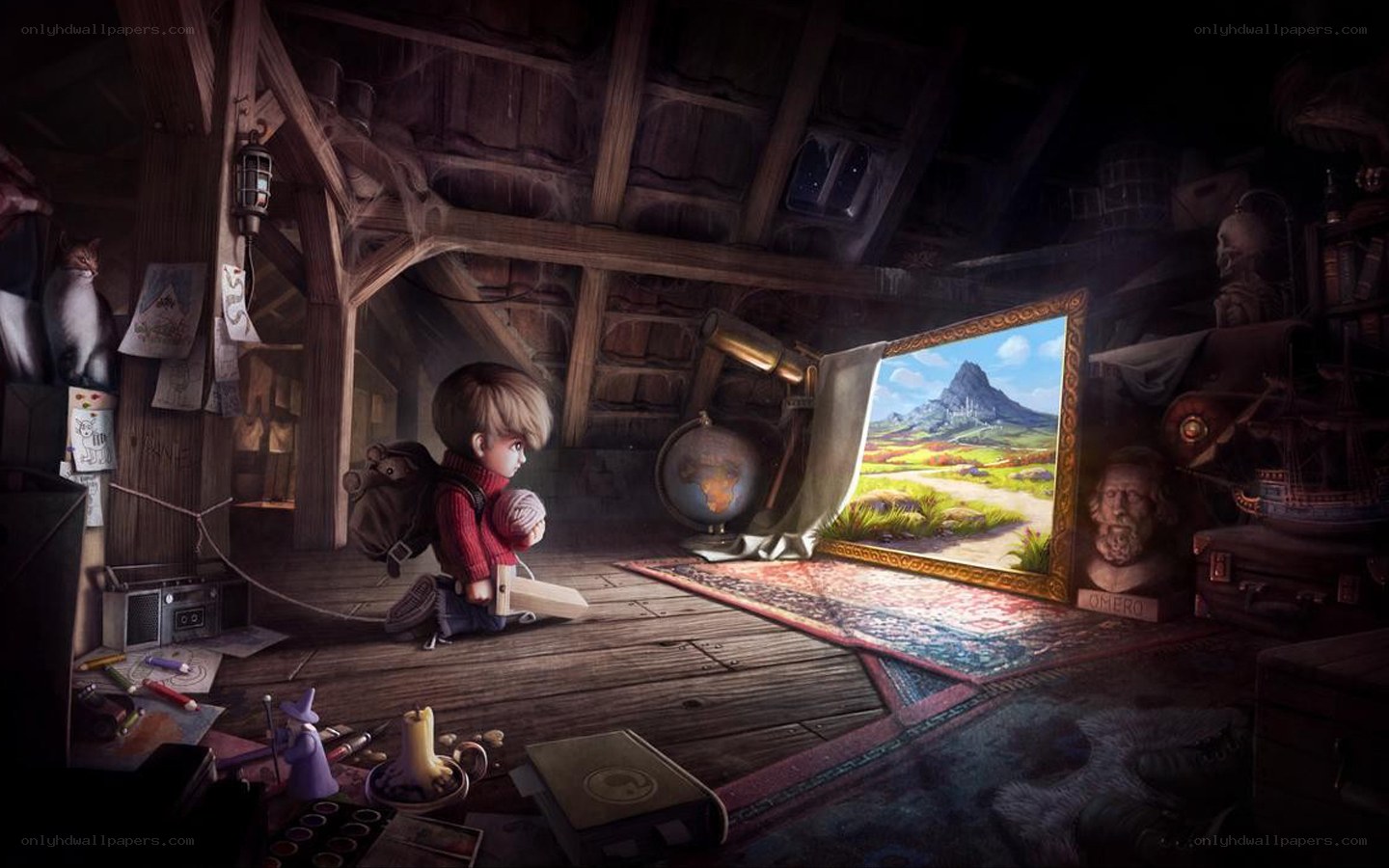 boy in attic with painting