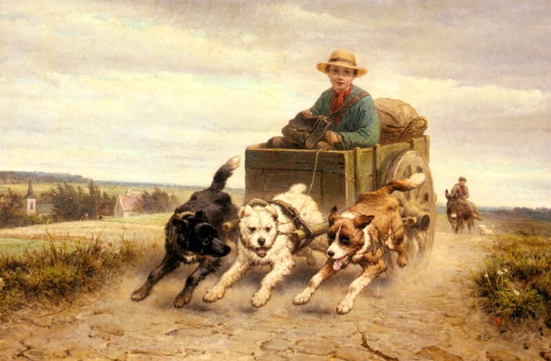 Boy in Dog-drawn Cart