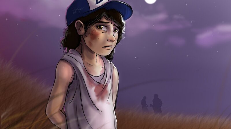 Boy in Field at Night