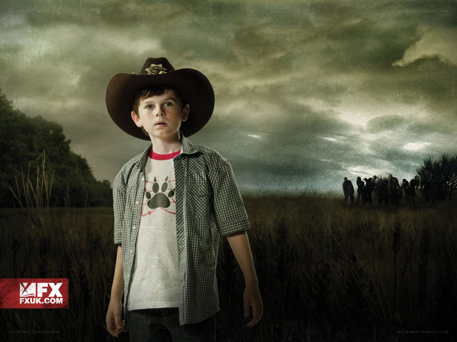 boy in field with zombies