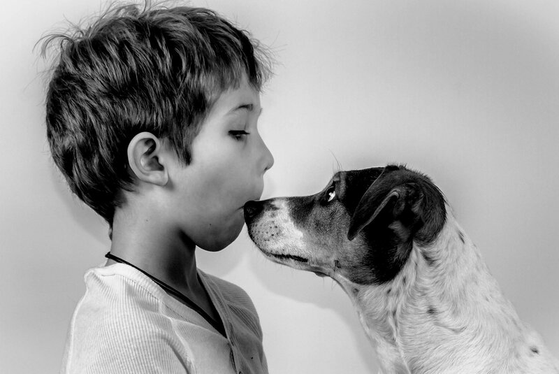 Boy Kissing Dog
