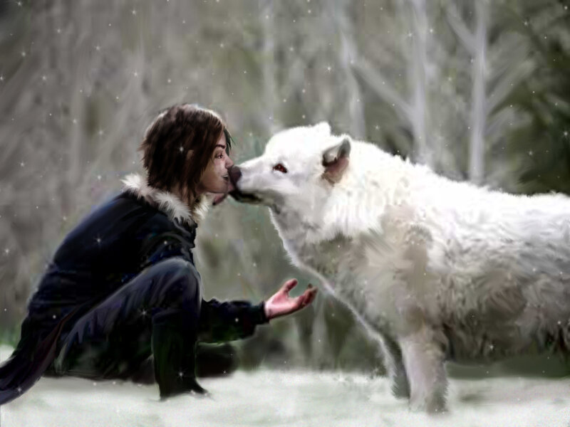 Boy Kissing Wolf