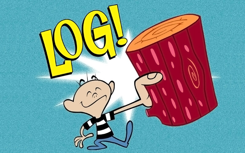 Boy lifting a log