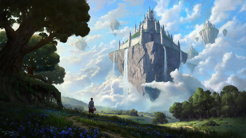 Boy Looking at Castle