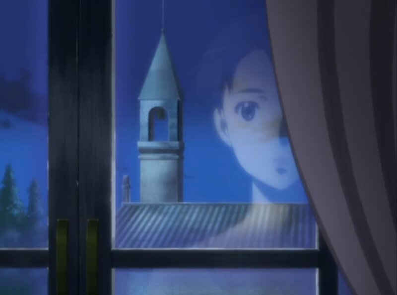 Boy Looking Through Window — Blue