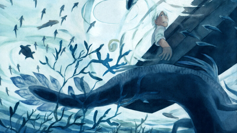 Boy on a sea creature