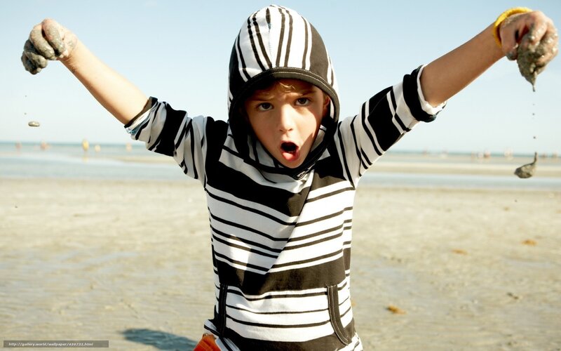 Boy on Beach — Black