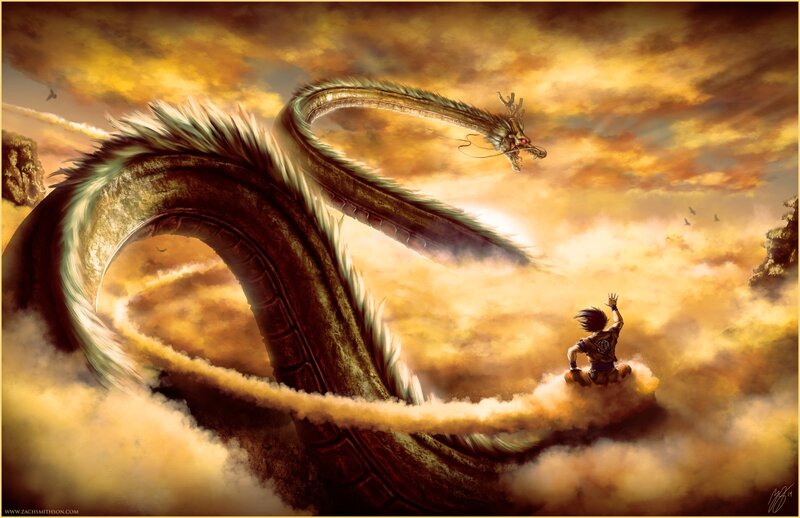 Boy on Cloud with Dragon