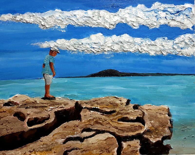Boy on Rocky Shore