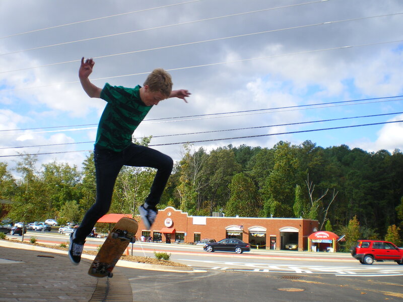 Boy on Skateboard — Green, Active