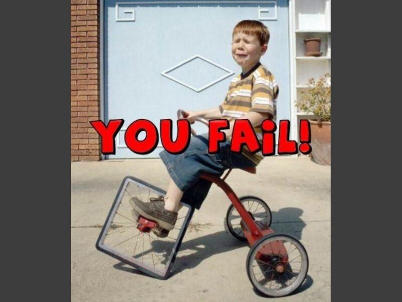 boy on tricycle fails