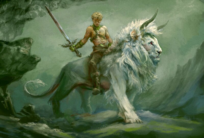 Boy on White Lion