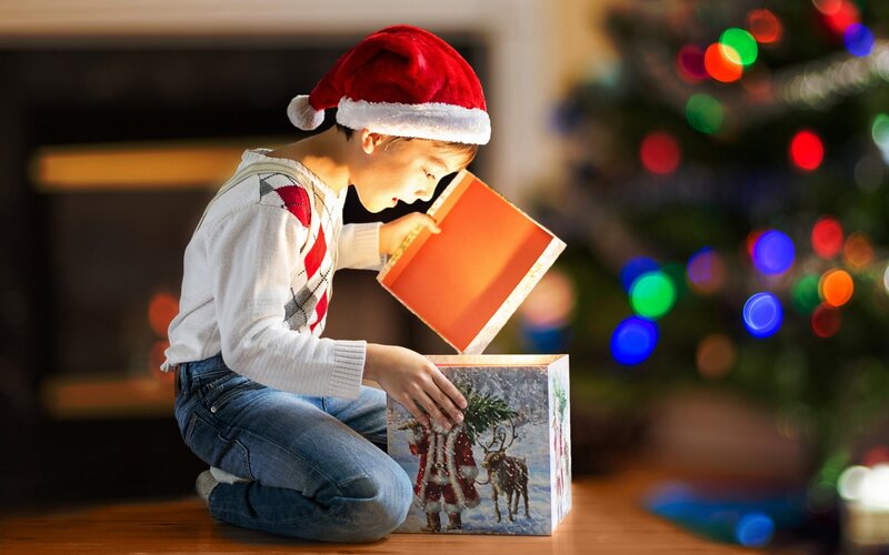 Boy Opening Gift Box