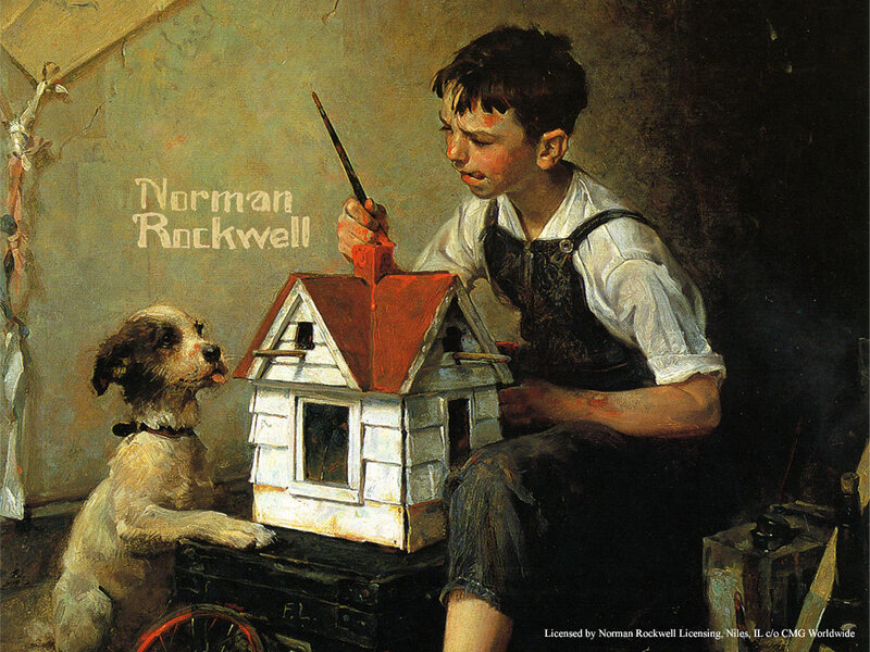 Boy Painting a Toy House
