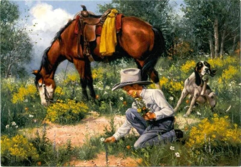 Boy Picking Flowers