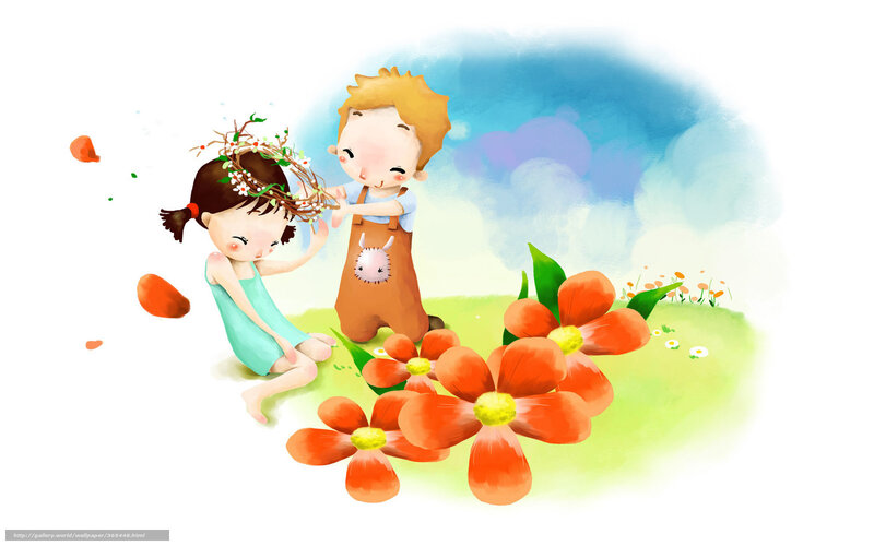 Boy Placing Flower Crown