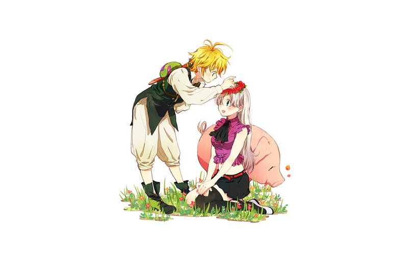 Boy Placing Flowers on Girl