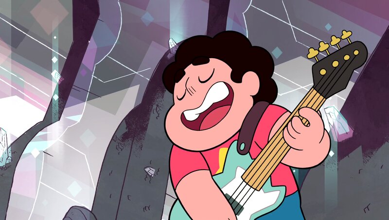 Boy Playing Bass Guitar — Pink