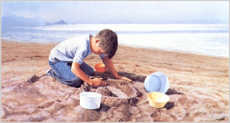 Boy playing on the beach