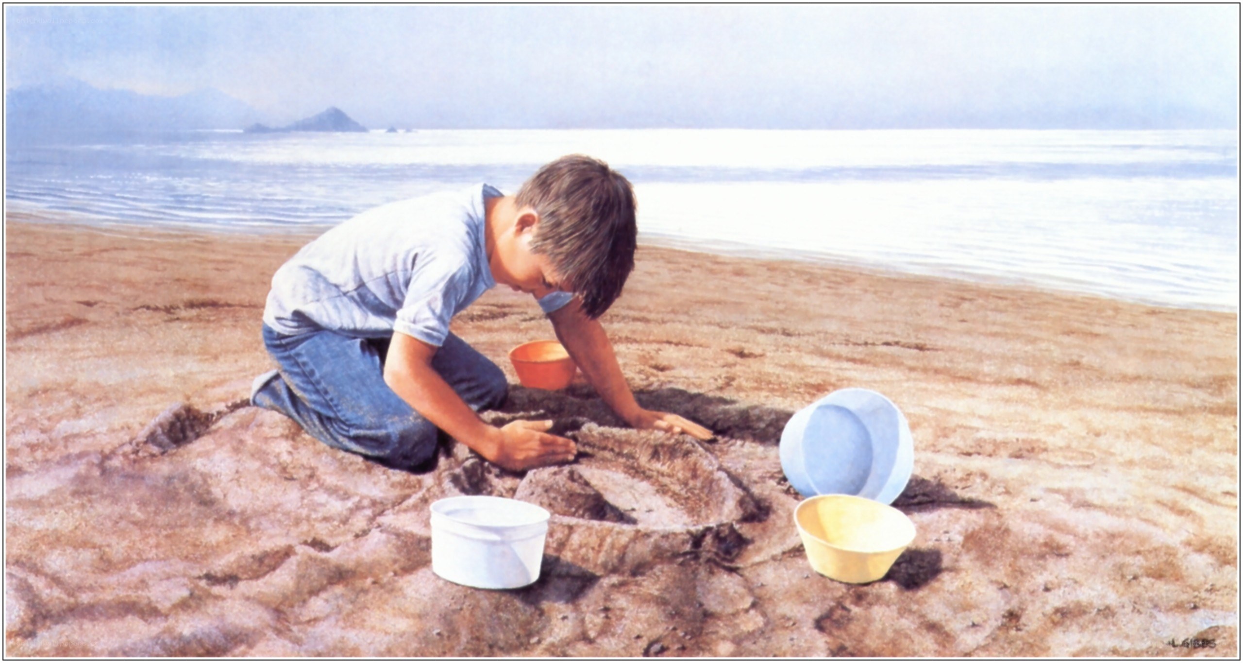 Boy playing on the beach