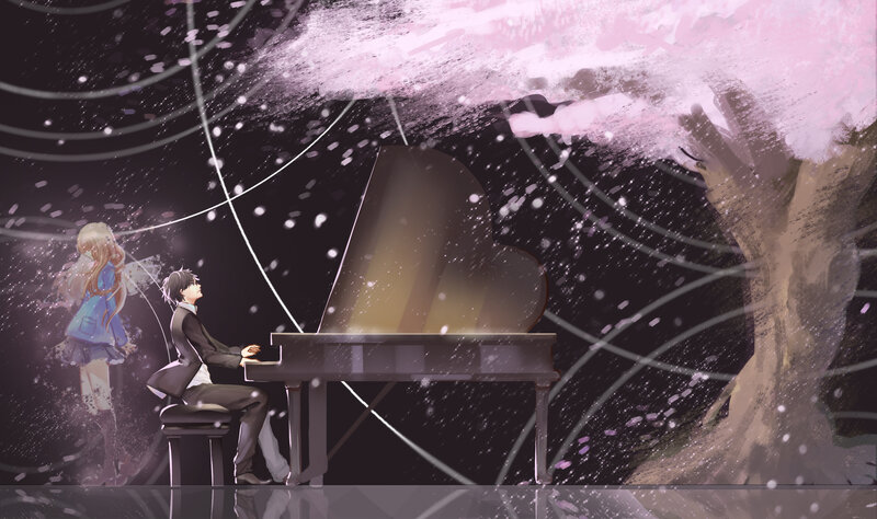 Boy Playing Piano — Purple