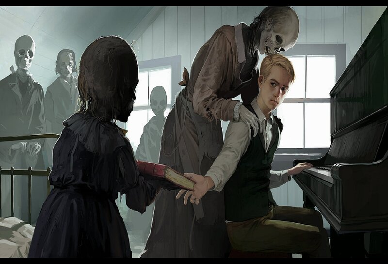 Boy Playing Piano with Zombies