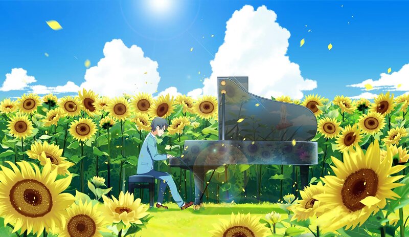 Boy Playing Piano — Yellow