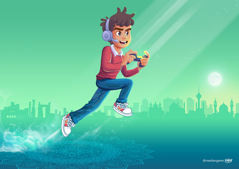 Boy Playing Video Game — Green