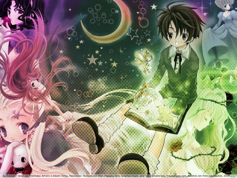 Boy Reading Book with Fairies