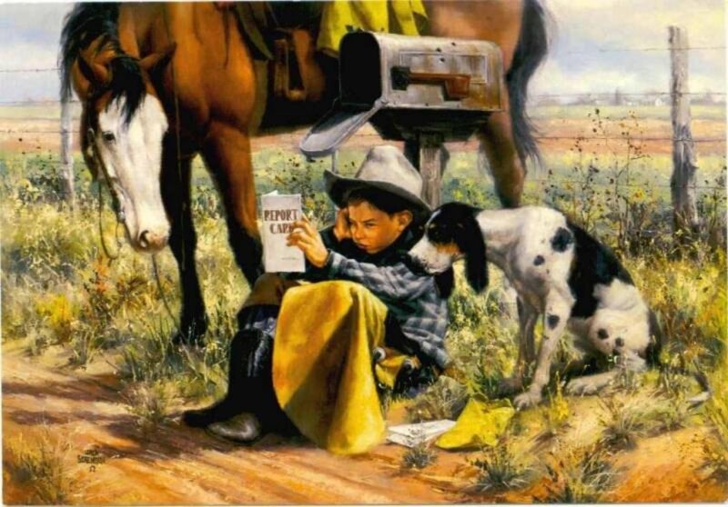 Boy Reading Report Card