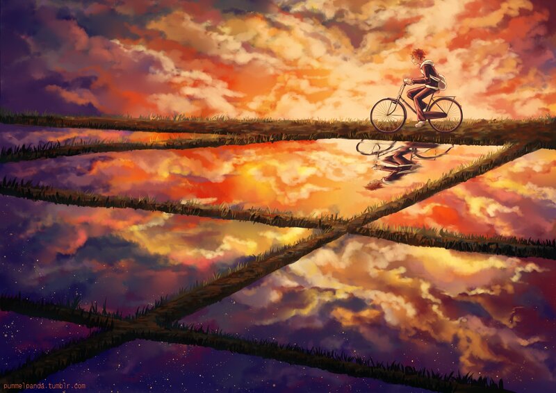 Boy Riding Bicycle — Orange