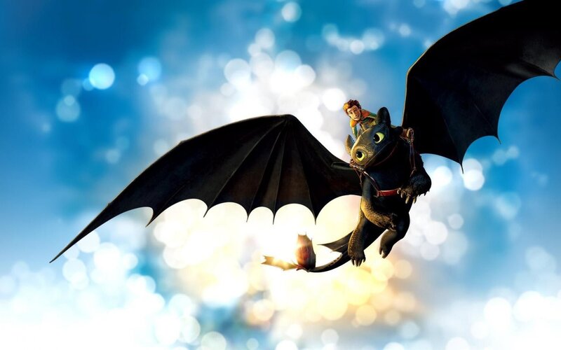 Boy Riding Black Dragon — Blue, Adventurous, Afternoon, 3d Render, Sky