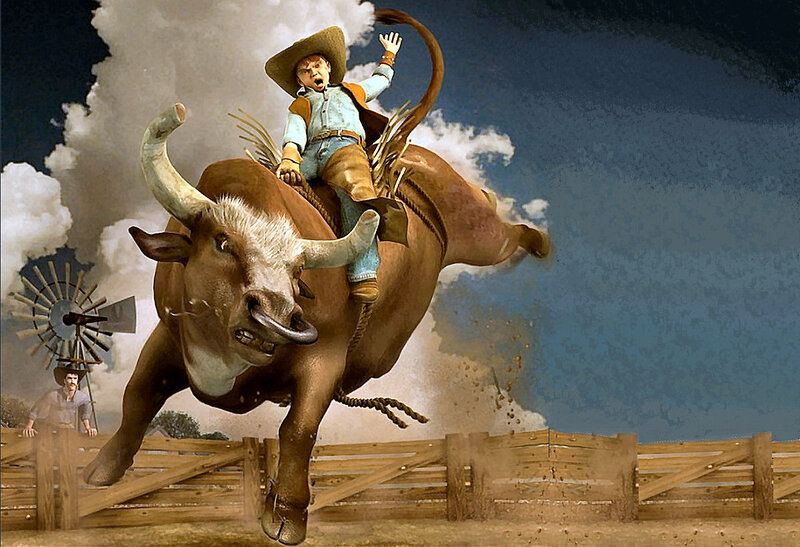 Boy Riding Bull