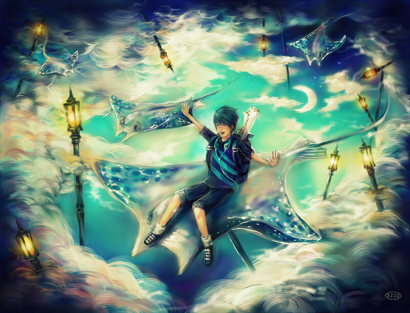Boy Riding Manta Ray