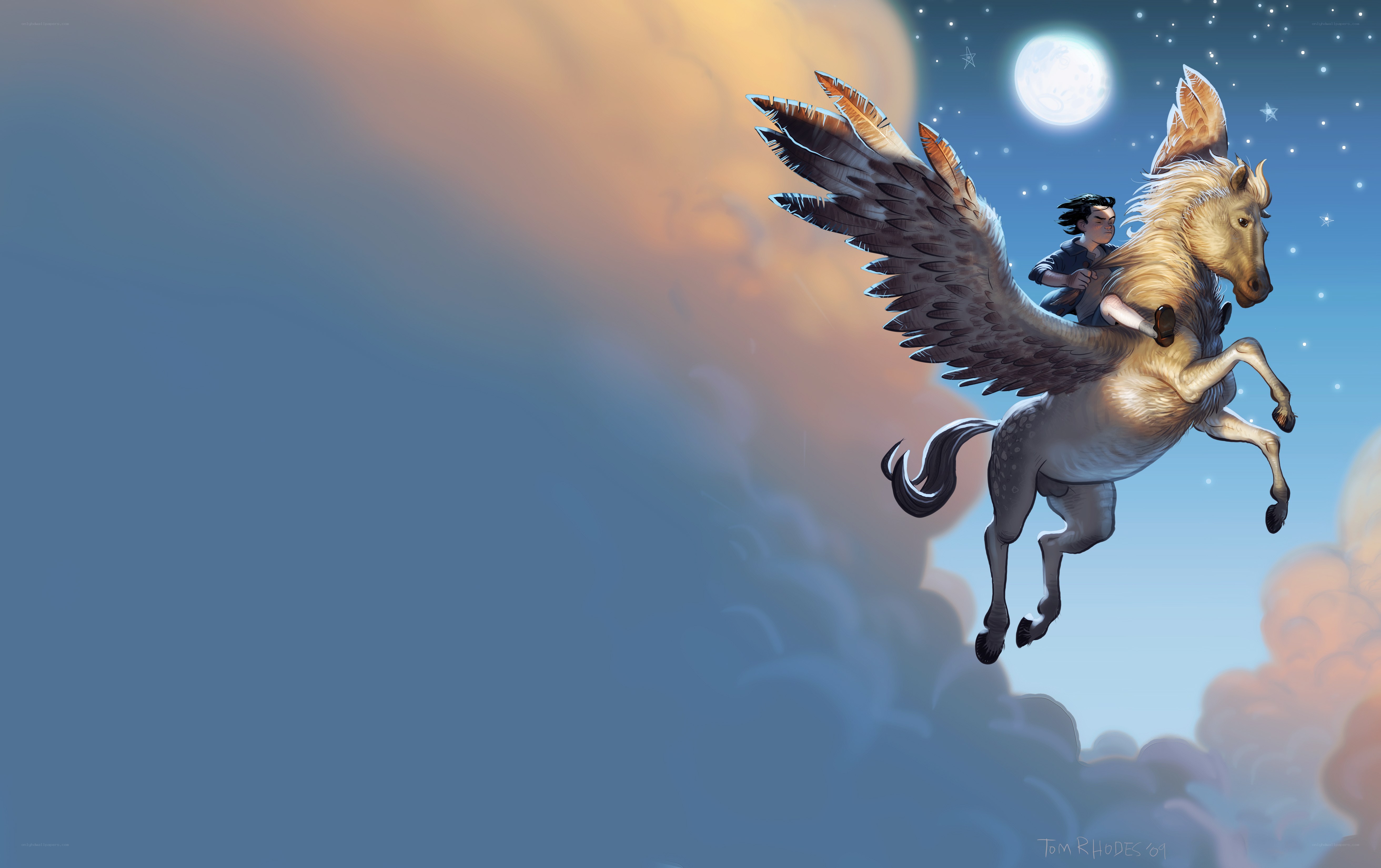 boy riding winged horse