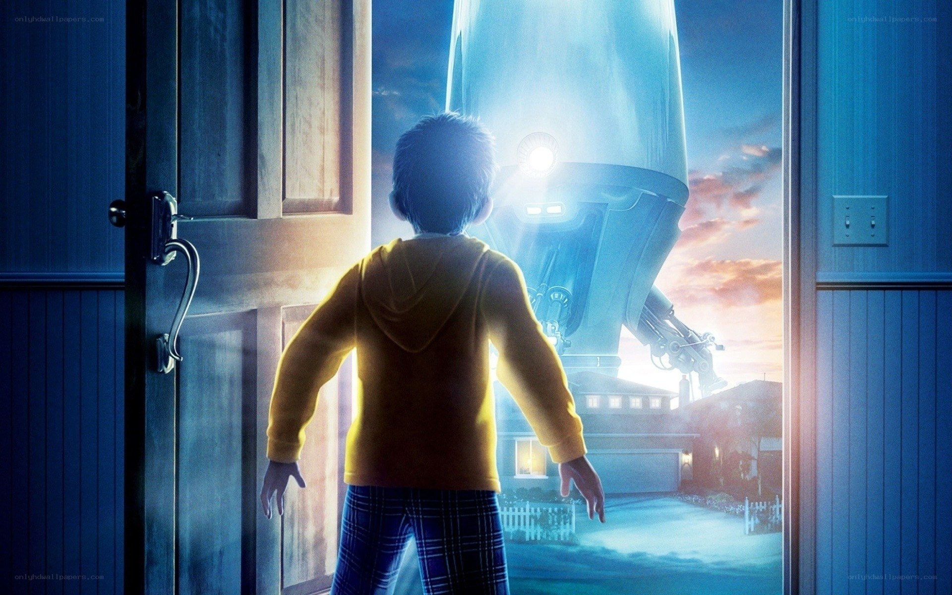 boy sees alien robot