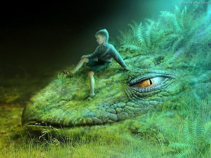 Boy Sitting on Dinosaur Head