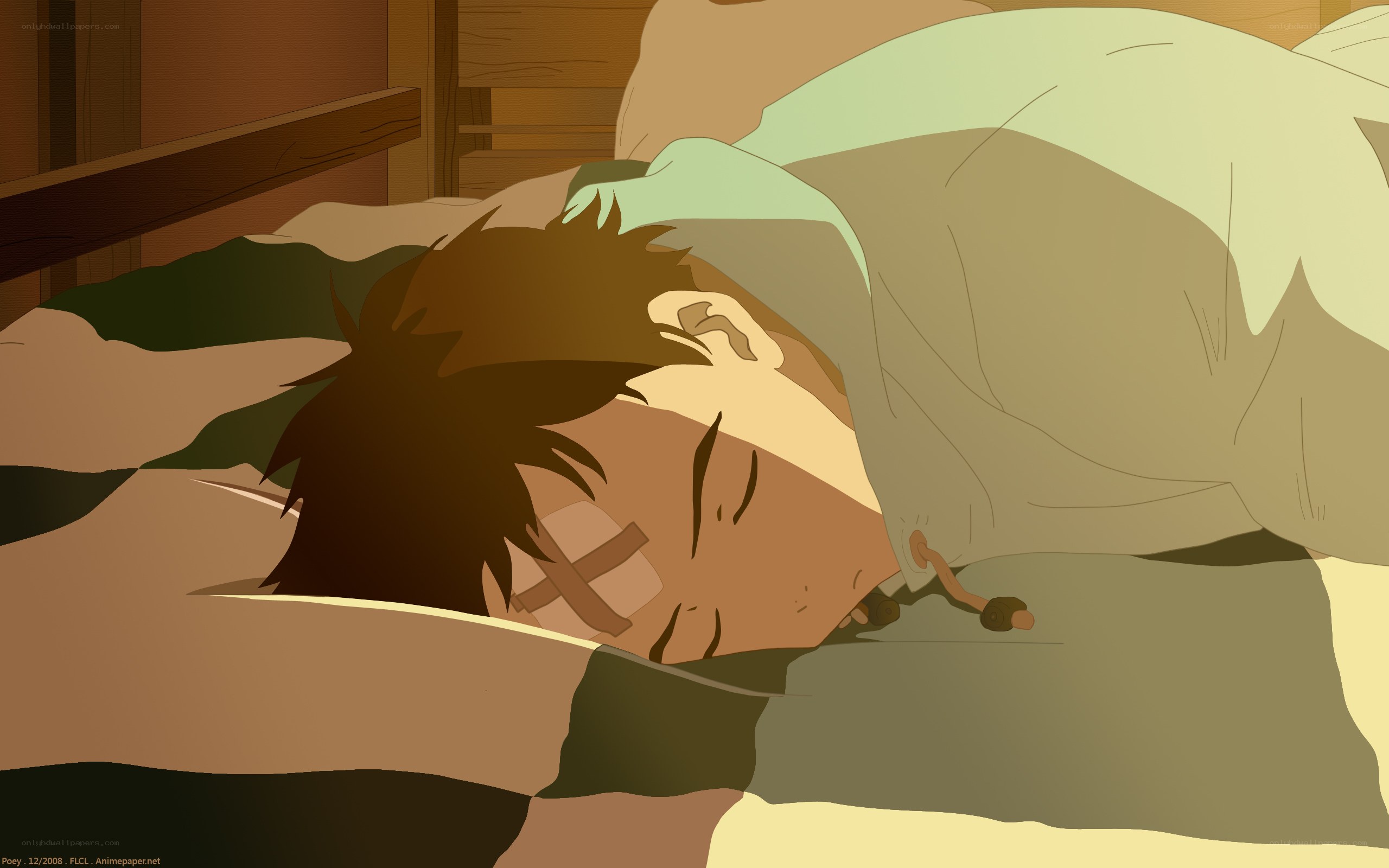 Boy sleeping with bandage