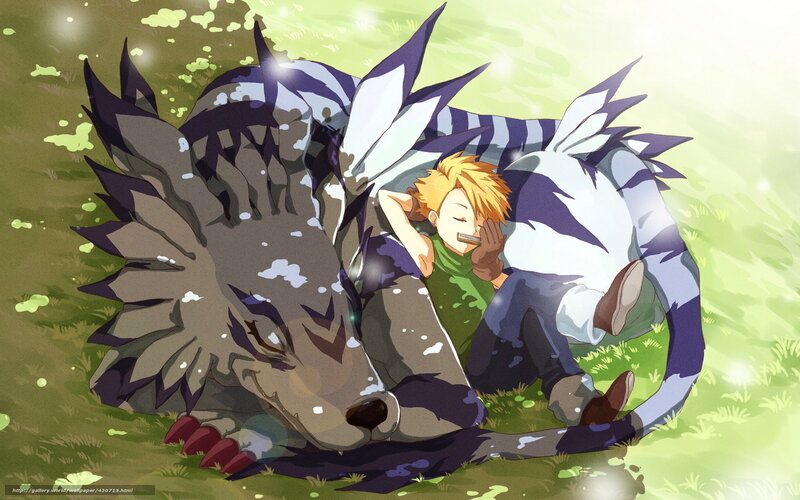 Boy sleeping with dragon
