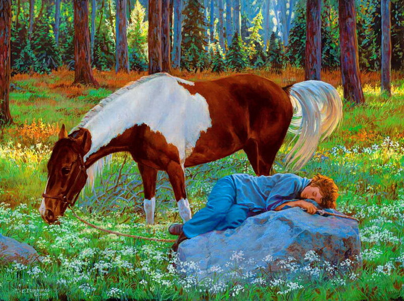 Boy Sleeping with Horse