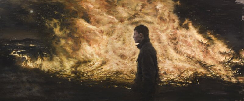 Boy Standing in Fire