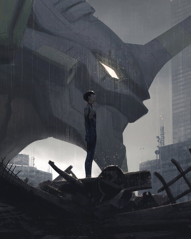 Boy Standing in Rain